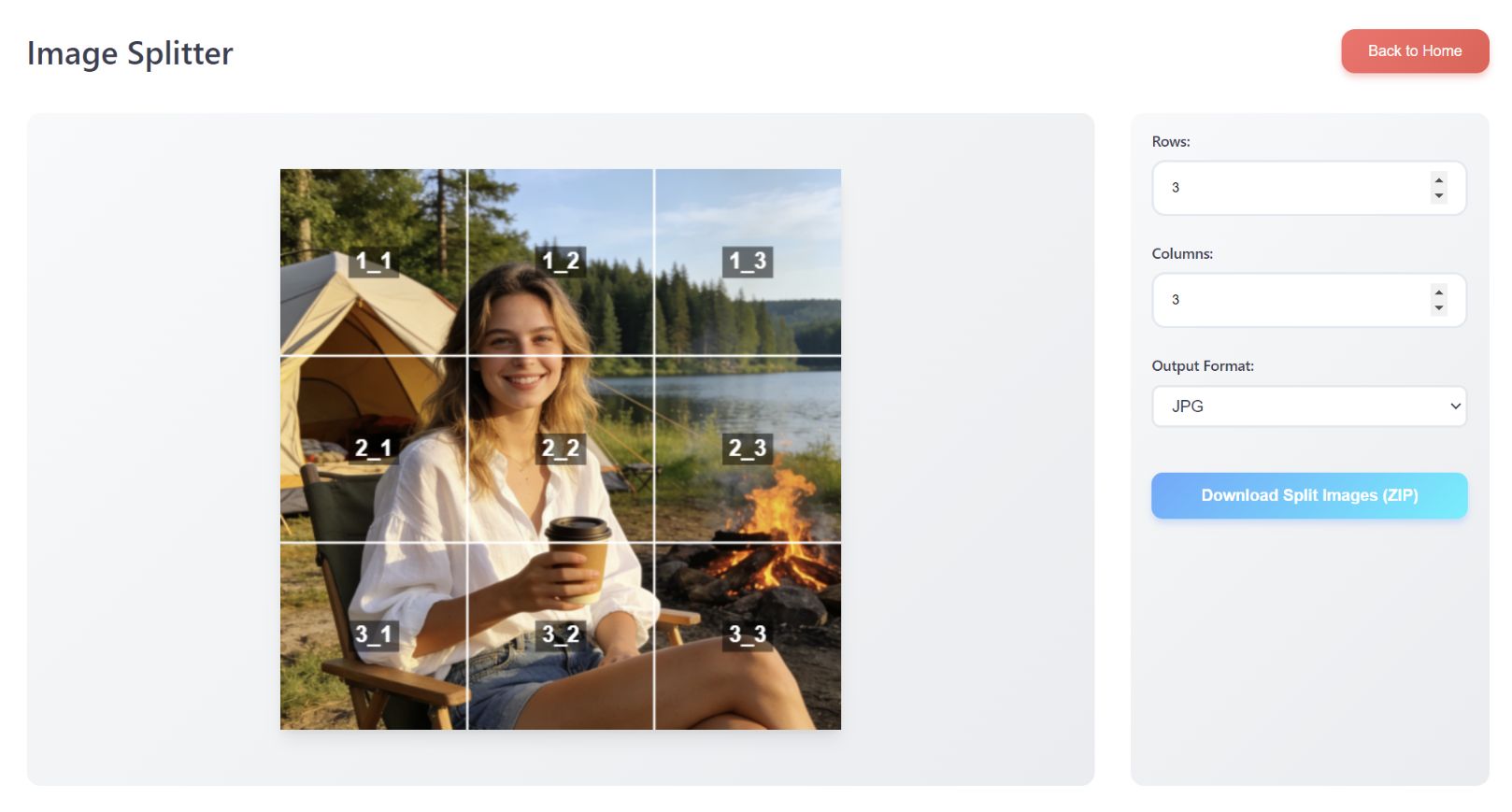 Image Splitting Process Demonstration
